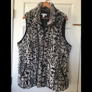 Coldwater Creek Faux Fur Animal print vest 2X